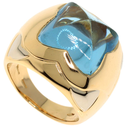 BVLGARI Piramide Blue Topaz Ring K18 Yellow Gold Ladies [Used]