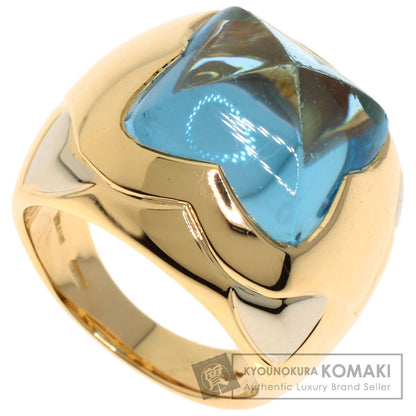 BVLGARI Piramide Blue Topaz Ring K18 Yellow Gold Ladies [Used]