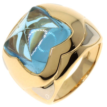 BVLGARI Piramide Blue Topaz Ring K18 Yellow Gold Ladies [Used]