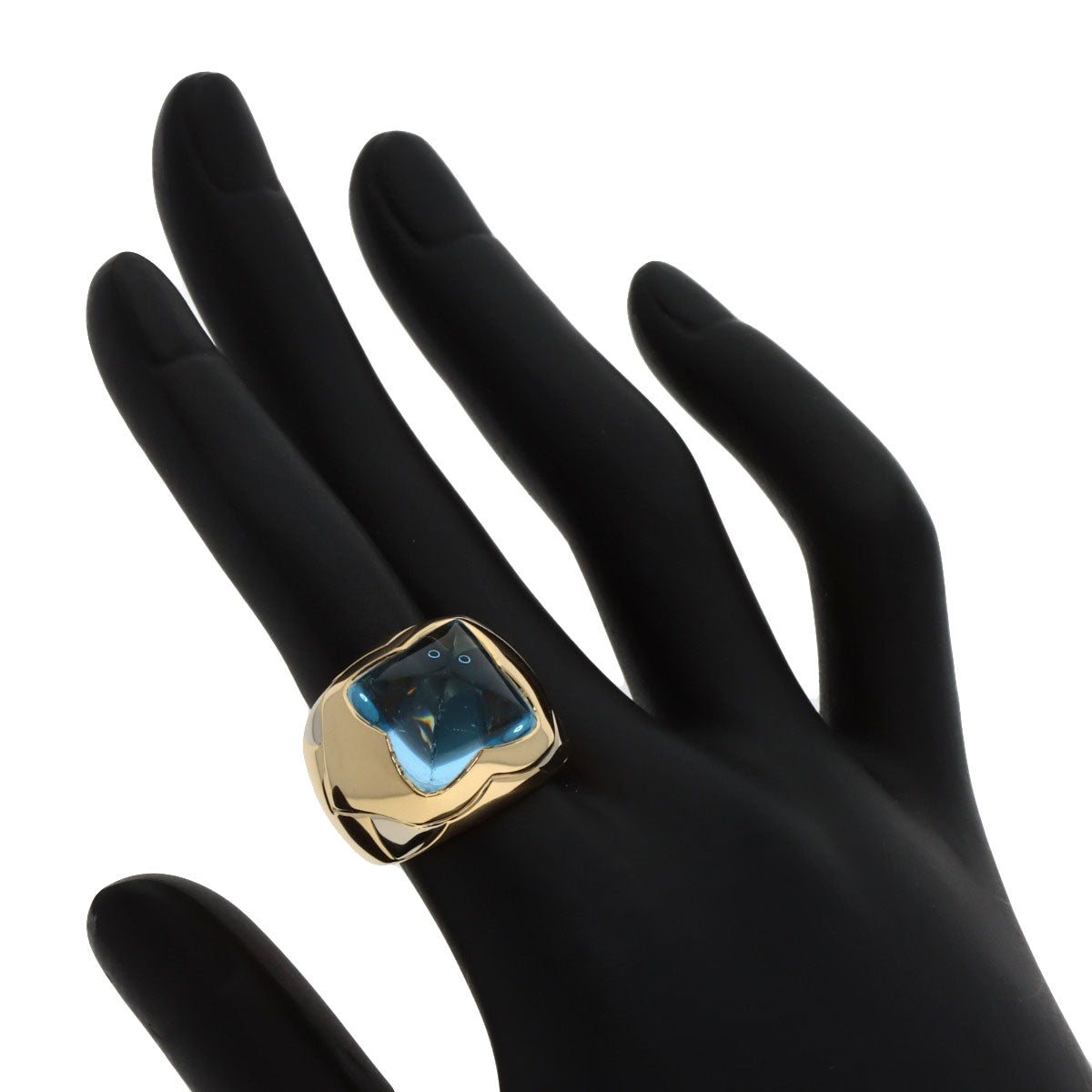 BVLGARI Piramide Blue Topaz Ring K18 Yellow Gold Ladies [Used]