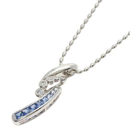 Jeunet Blue sapphire diamond Necklace K18 White Gold Ladies [Used]
