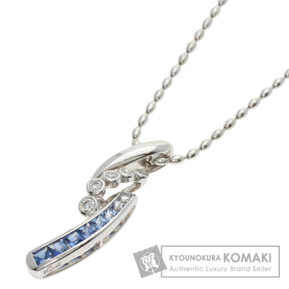 Jeunet Blue sapphire diamond Necklace K18 White Gold Ladies [Used]