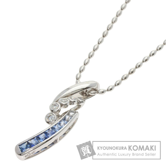 Jeunet Blue sapphire diamond Necklace K18 White Gold Ladies [Used]