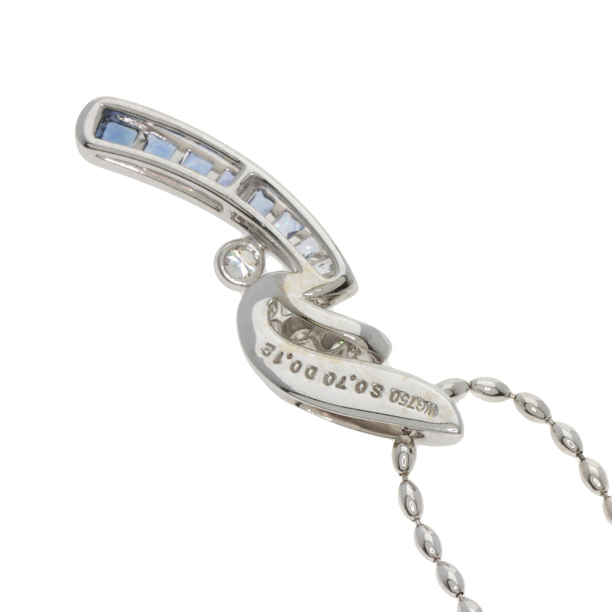 Jeunet Blue sapphire diamond Necklace K18 White Gold Ladies [Used]