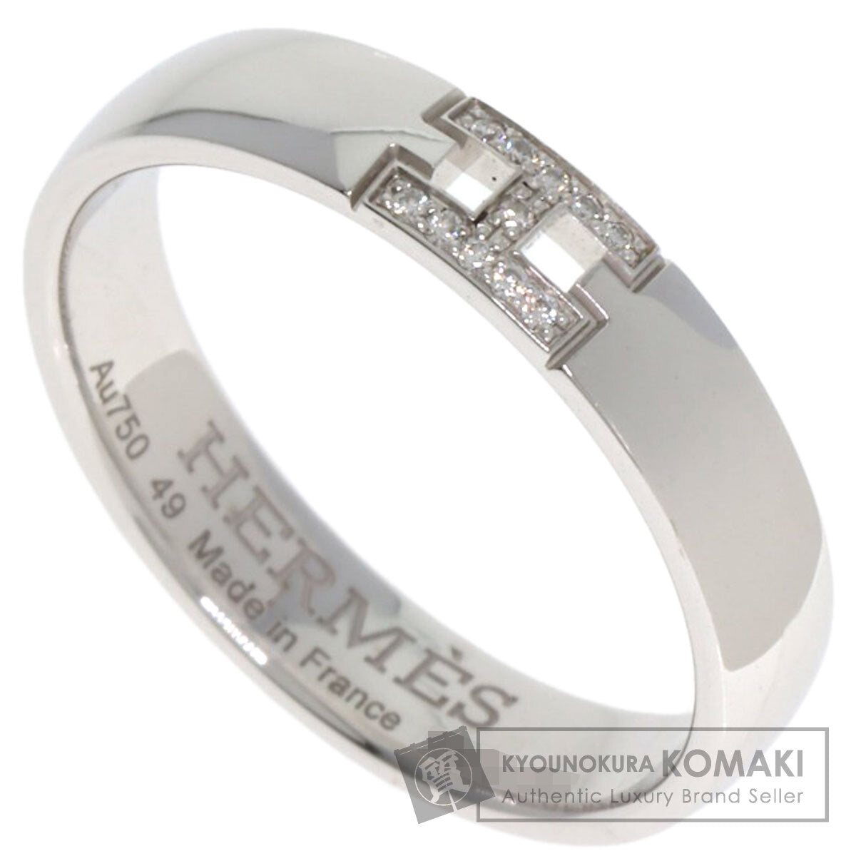 HERMES Ever Hercules Diamond #49 Ring K18 White Gold Ladies [Used]