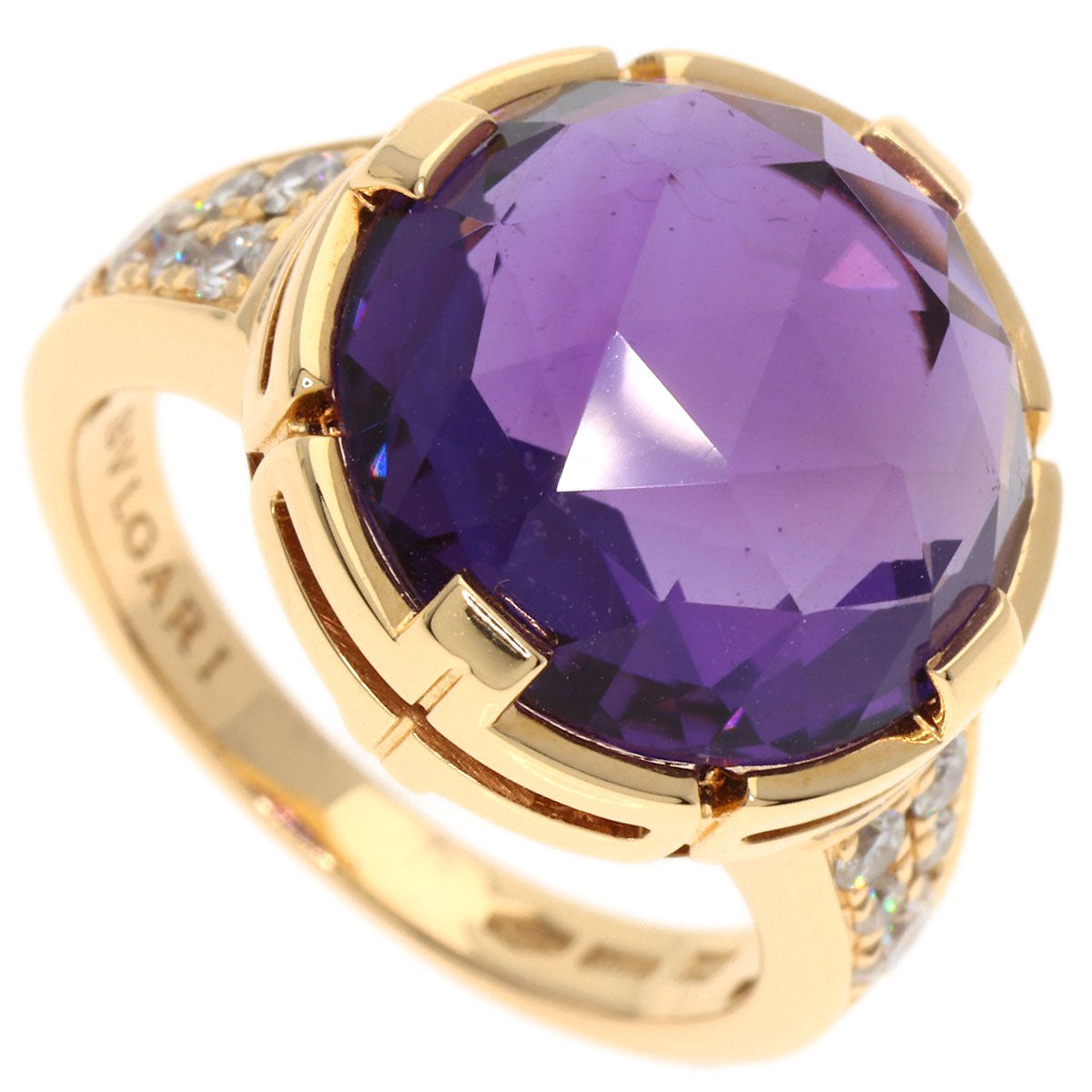 BVLGARI Parentesi Cocktail Amethyst Diamond Ring K18 Pink Gold Ladies [Used]