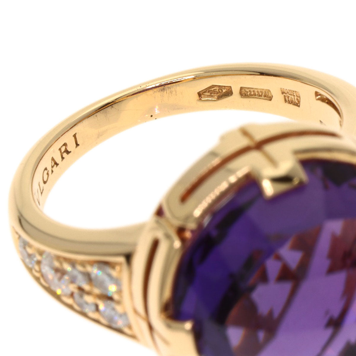 BVLGARI Parentesi Cocktail Amethyst Diamond Ring K18 Pink Gold Ladies [Used]