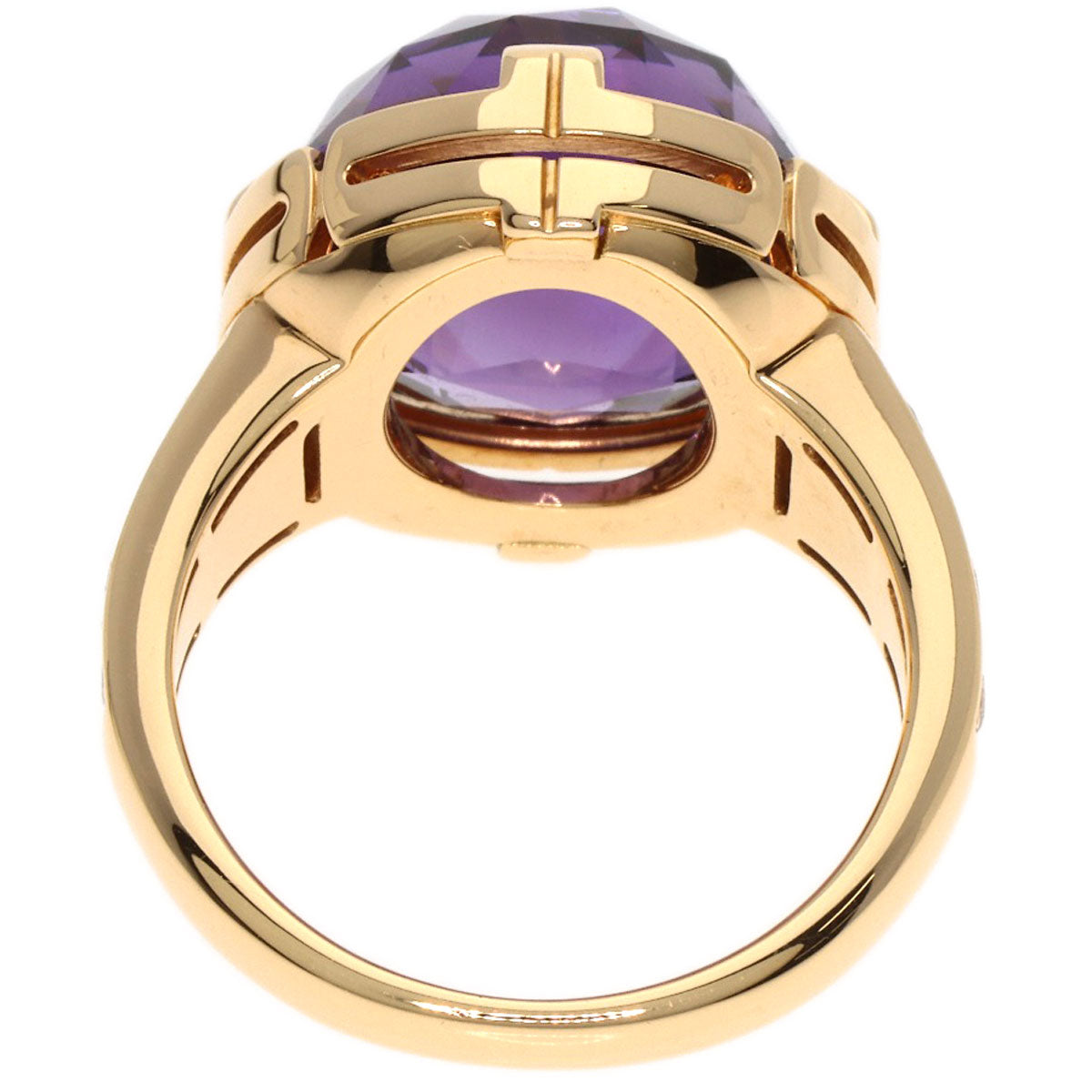 BVLGARI Parentesi Cocktail Amethyst Diamond Ring K18 Pink Gold Ladies [Used]