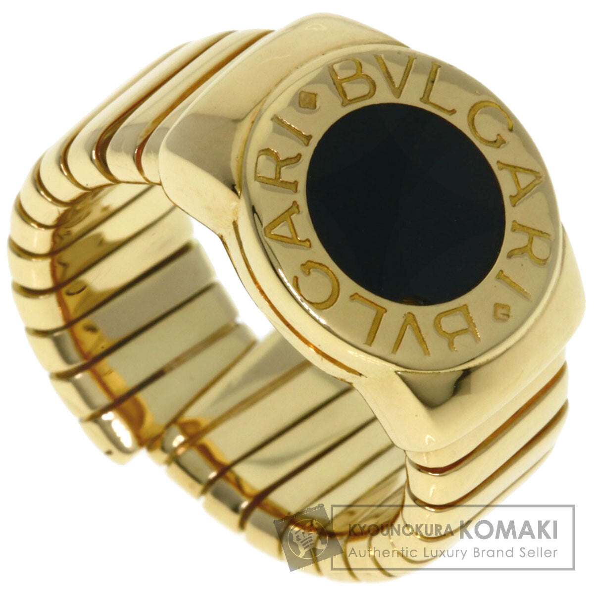 BVLGARI Tubogas Onyx Ring K18 Yellow Gold Ladies [Used]