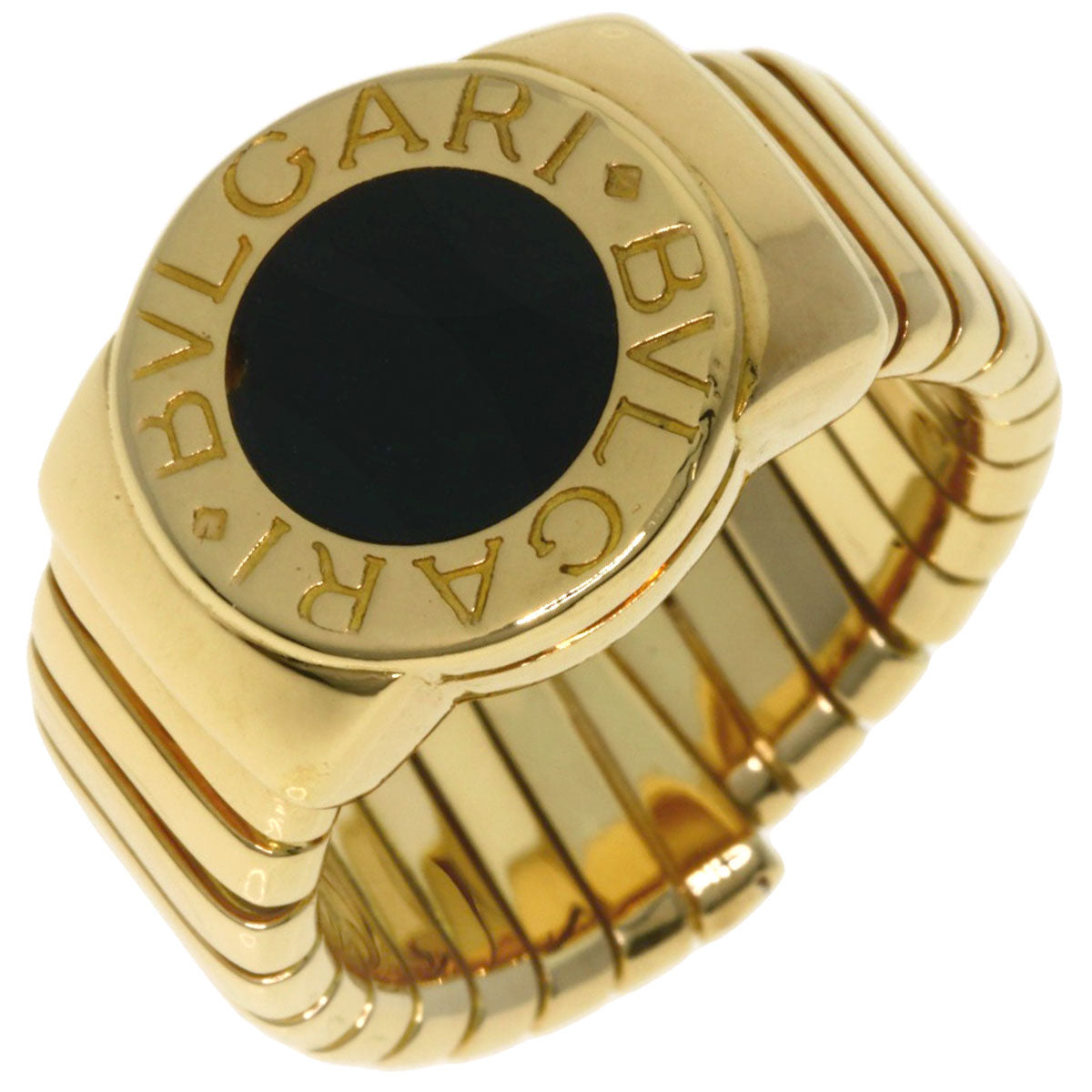 BVLGARI Tubogas Onyx Ring K18 Yellow Gold Ladies [Used]