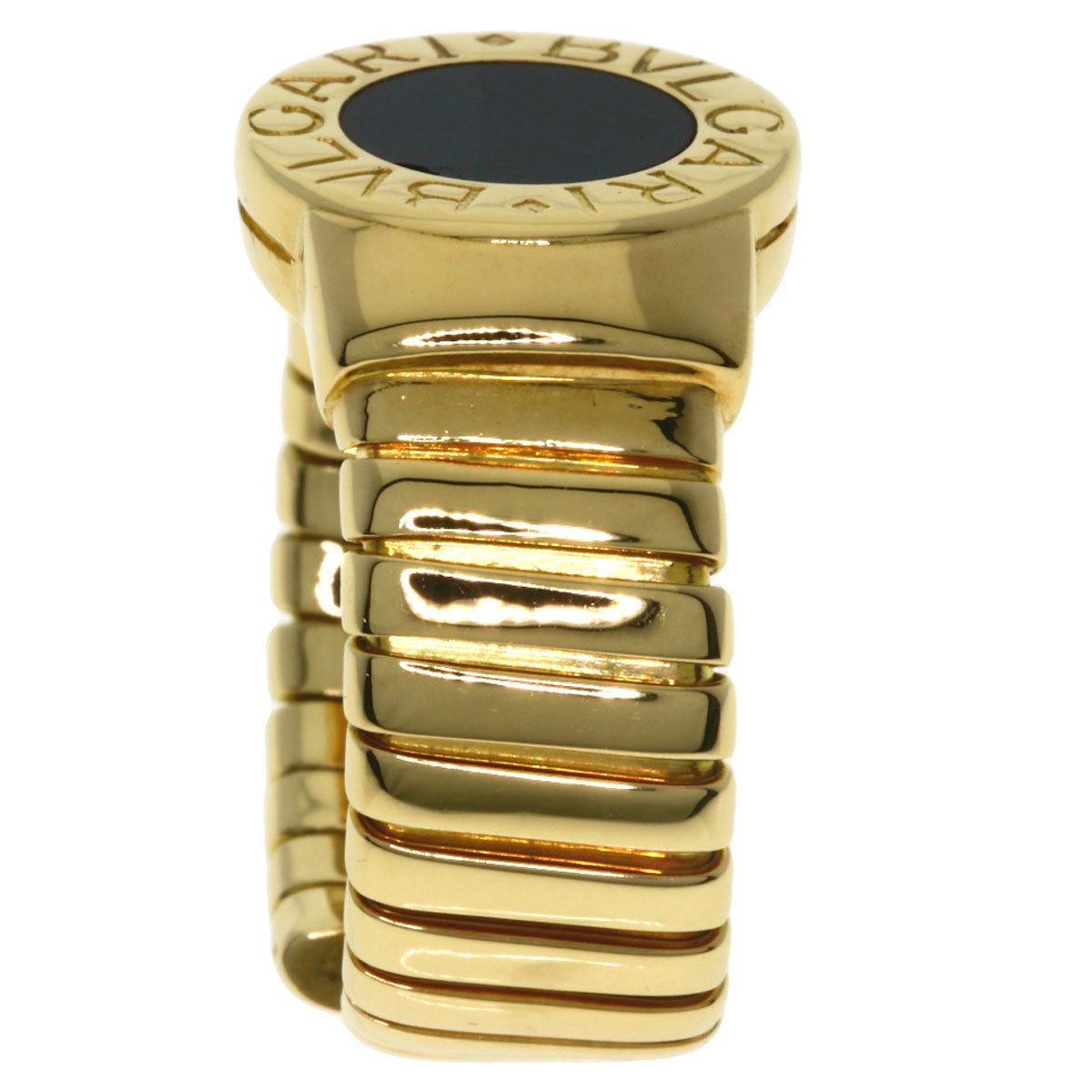 BVLGARI Tubogas Onyx Ring K18 Yellow Gold Ladies [Used]