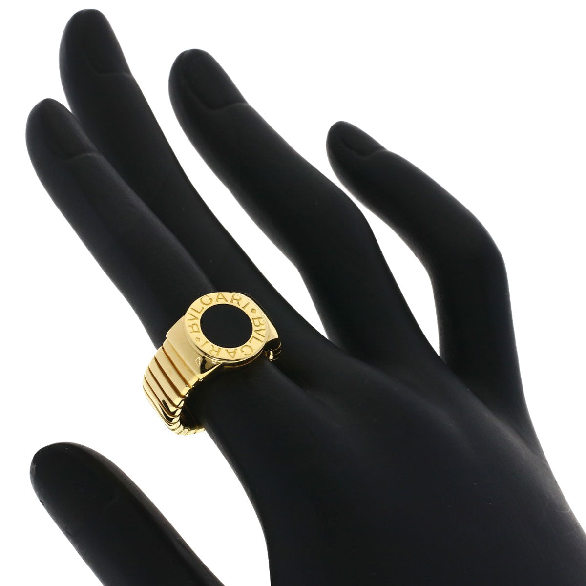BVLGARI Tubogas Onyx Ring K18 Yellow Gold Ladies [Used]