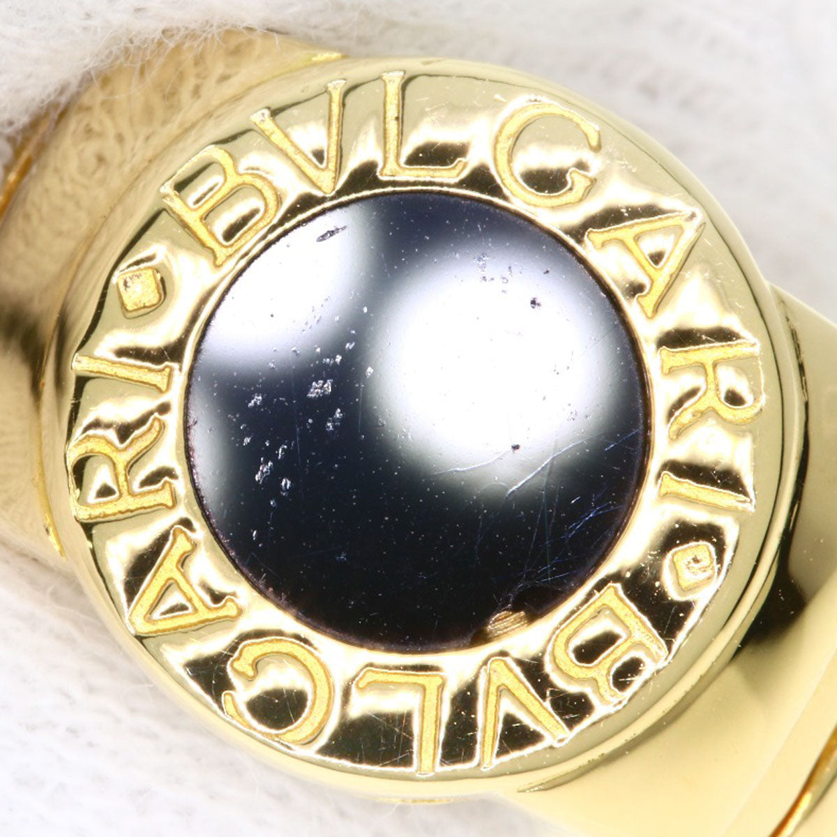 BVLGARI Tubogas Onyx Ring K18 Yellow Gold Ladies [Used]