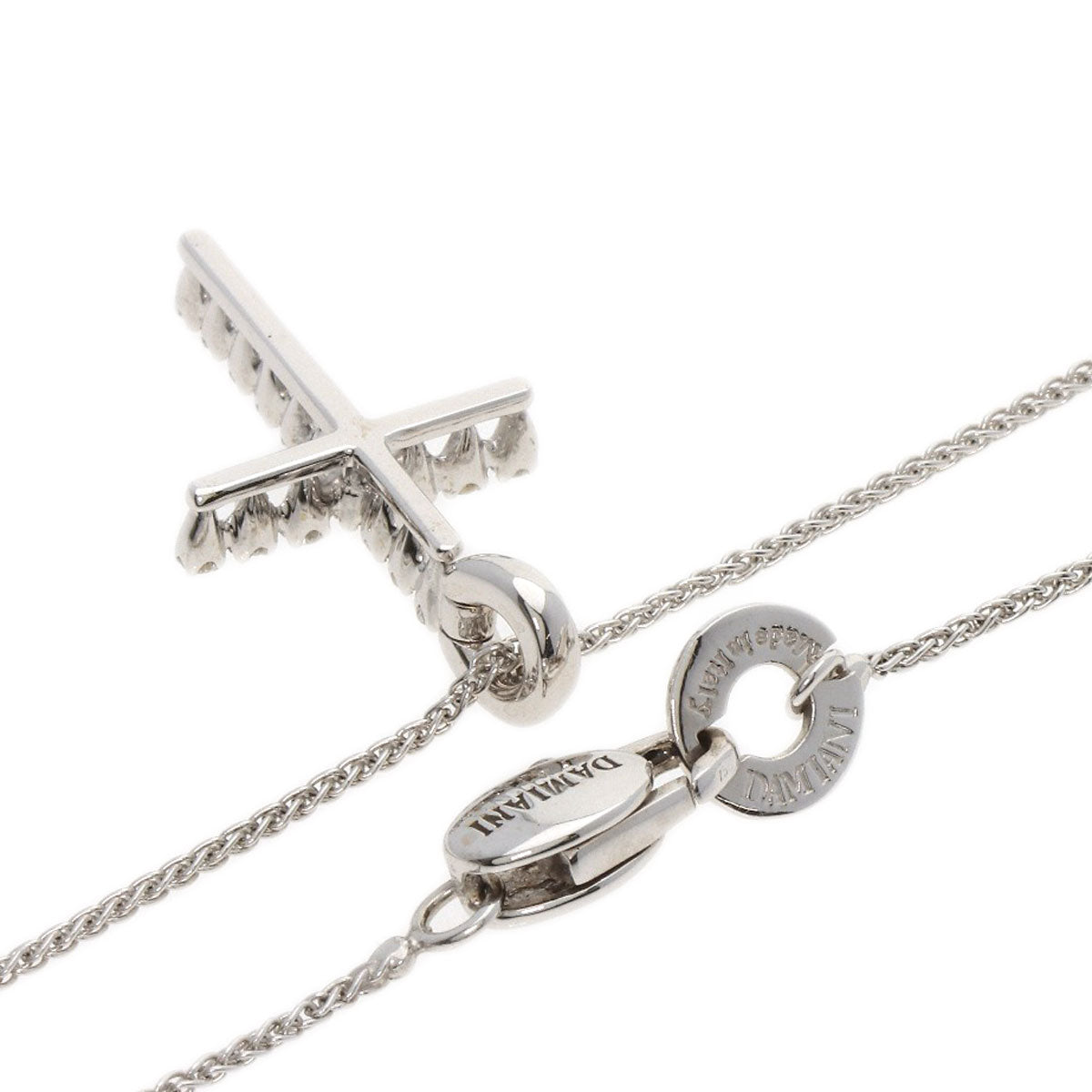 Damiani Mystery Cross Diamond Necklace K18 White Gold Ladies [Used]