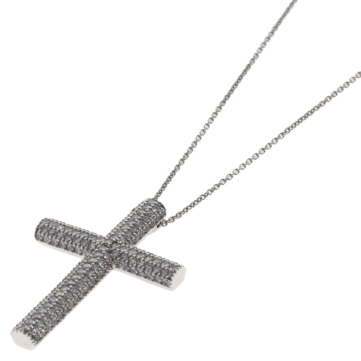 Damiani Cross Full Pavé Diamond Necklace K18 White Gold Ladies [Used]