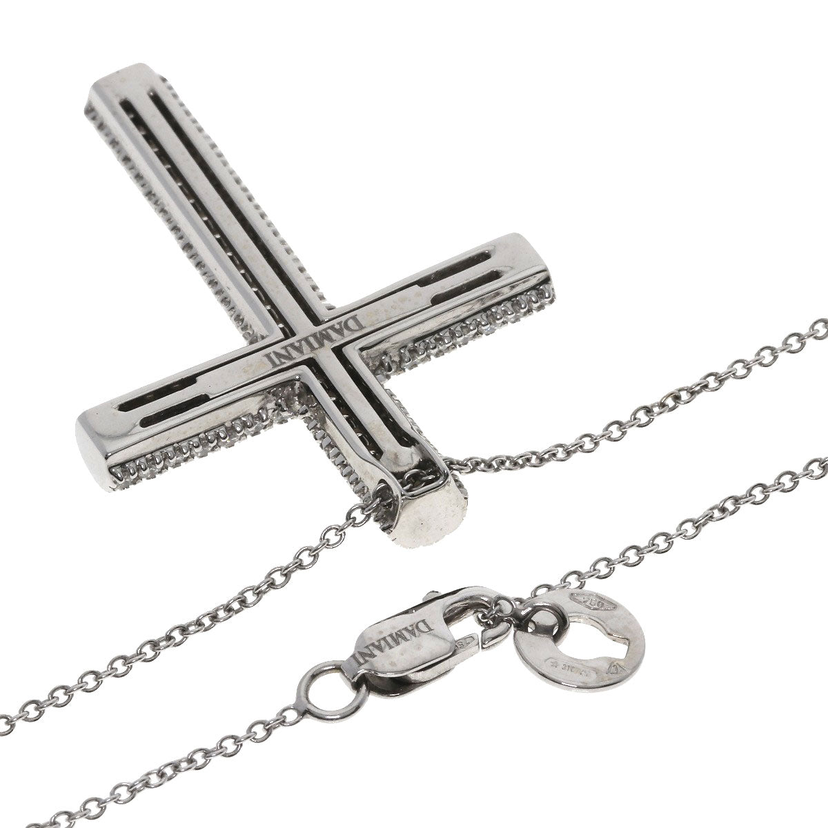 Damiani Cross Full Pavé Diamond Necklace K18 White Gold Ladies [Used]