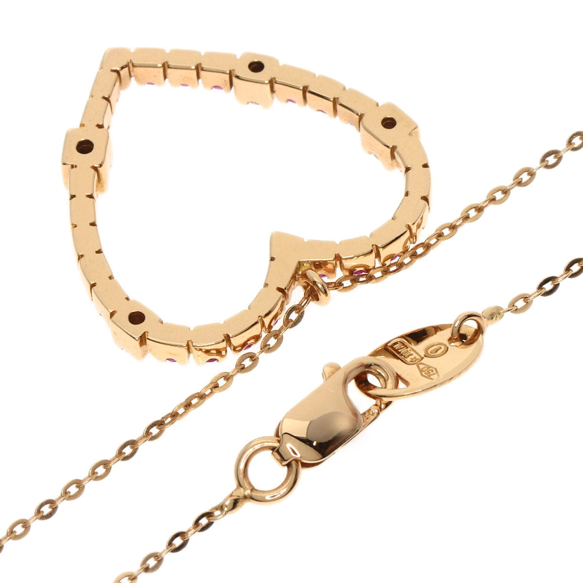 Damiani San Lorezo Pink Sapphire Diamond Necklace K18 Pink Gold Ladies [Used]