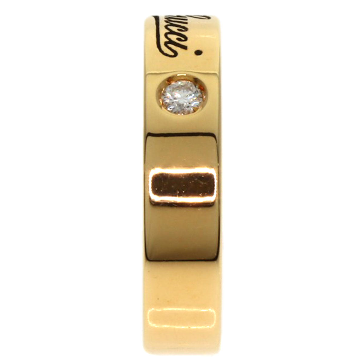 GUCCI Icon print 2P Diamond # 5 Ring K18 Yellow Gold Ladies [Used]
