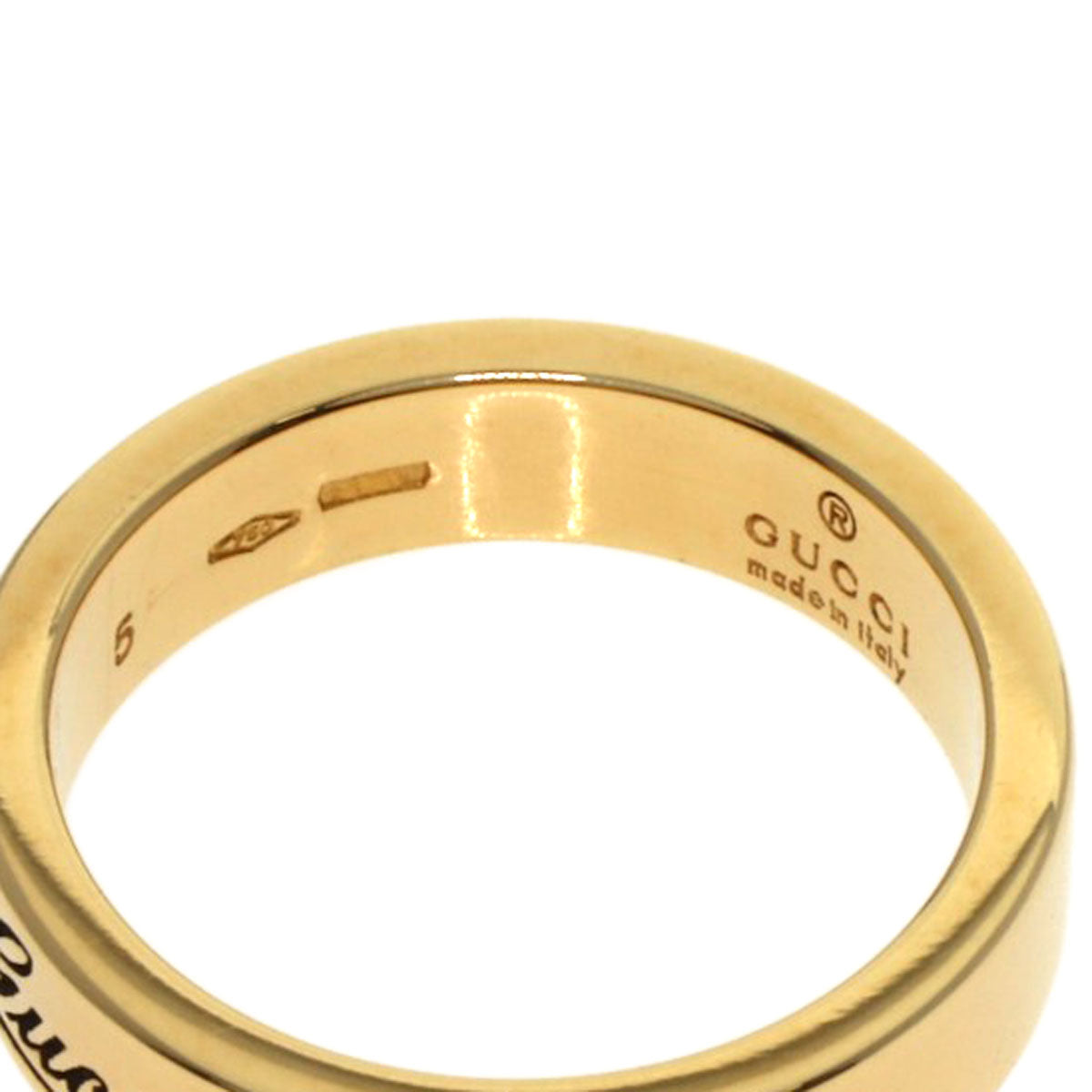 GUCCI Icon print 2P Diamond # 5 Ring K18 Yellow Gold Ladies [Used]