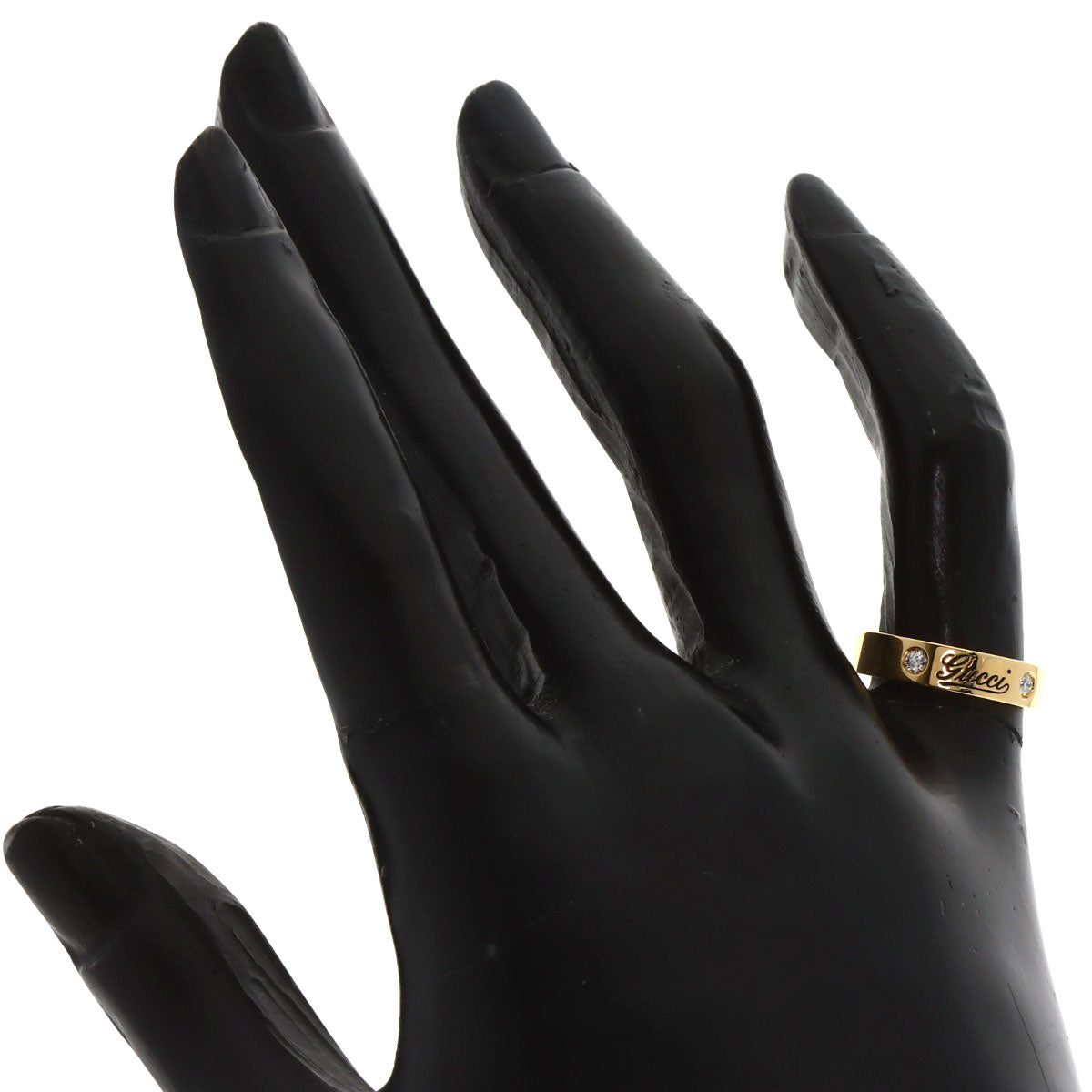 GUCCI Icon print 2P Diamond # 5 Ring K18 Yellow Gold Ladies [Used]