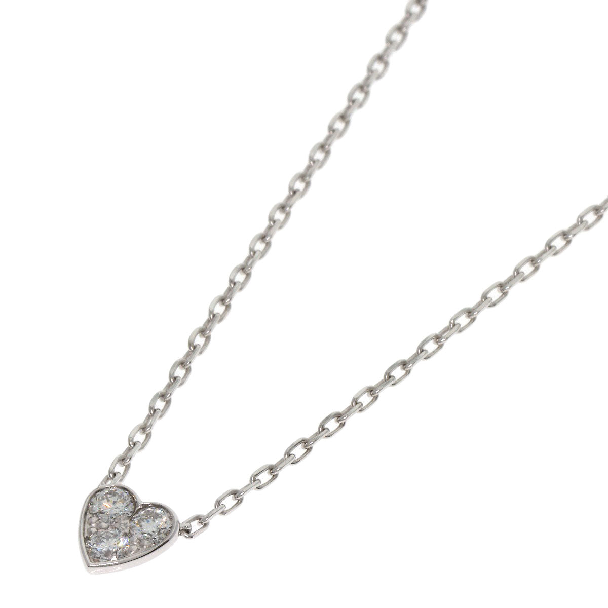 CARTIER Mini Heart of Cartier Diamond Necklace K18 White Gold Ladies [Used]