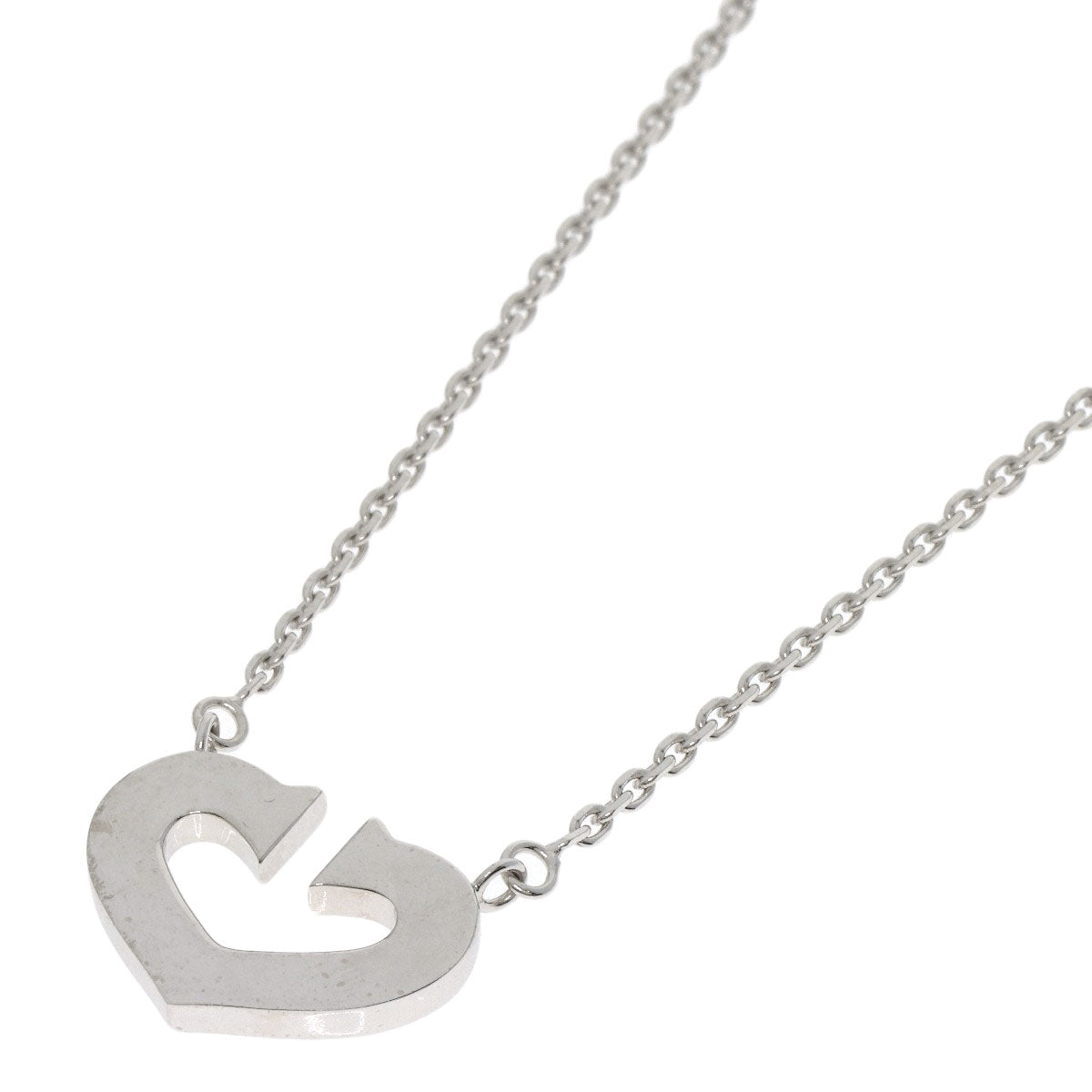 CARTIER C heart Necklace K18 White Gold Ladies [Used]