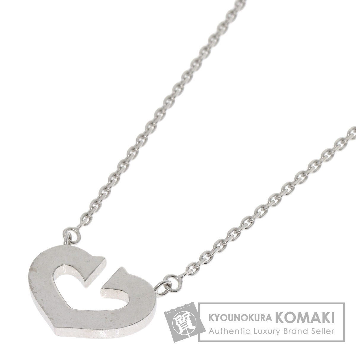 CARTIER C heart Necklace K18 White Gold Ladies [Used]
