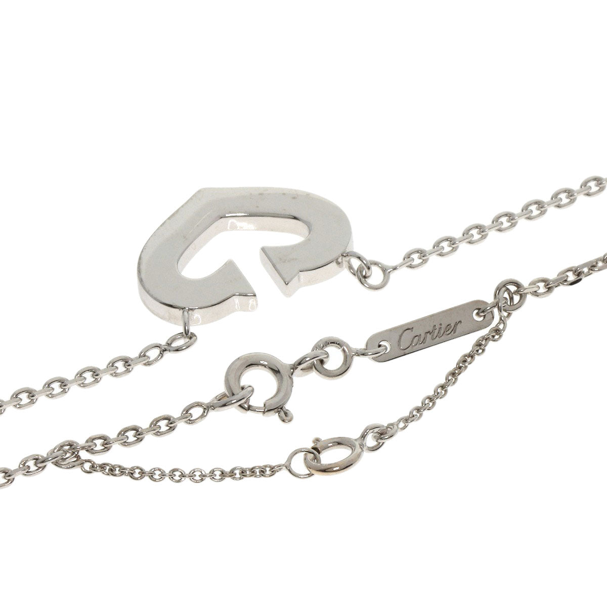 CARTIER C heart Necklace K18 White Gold Ladies [Used]