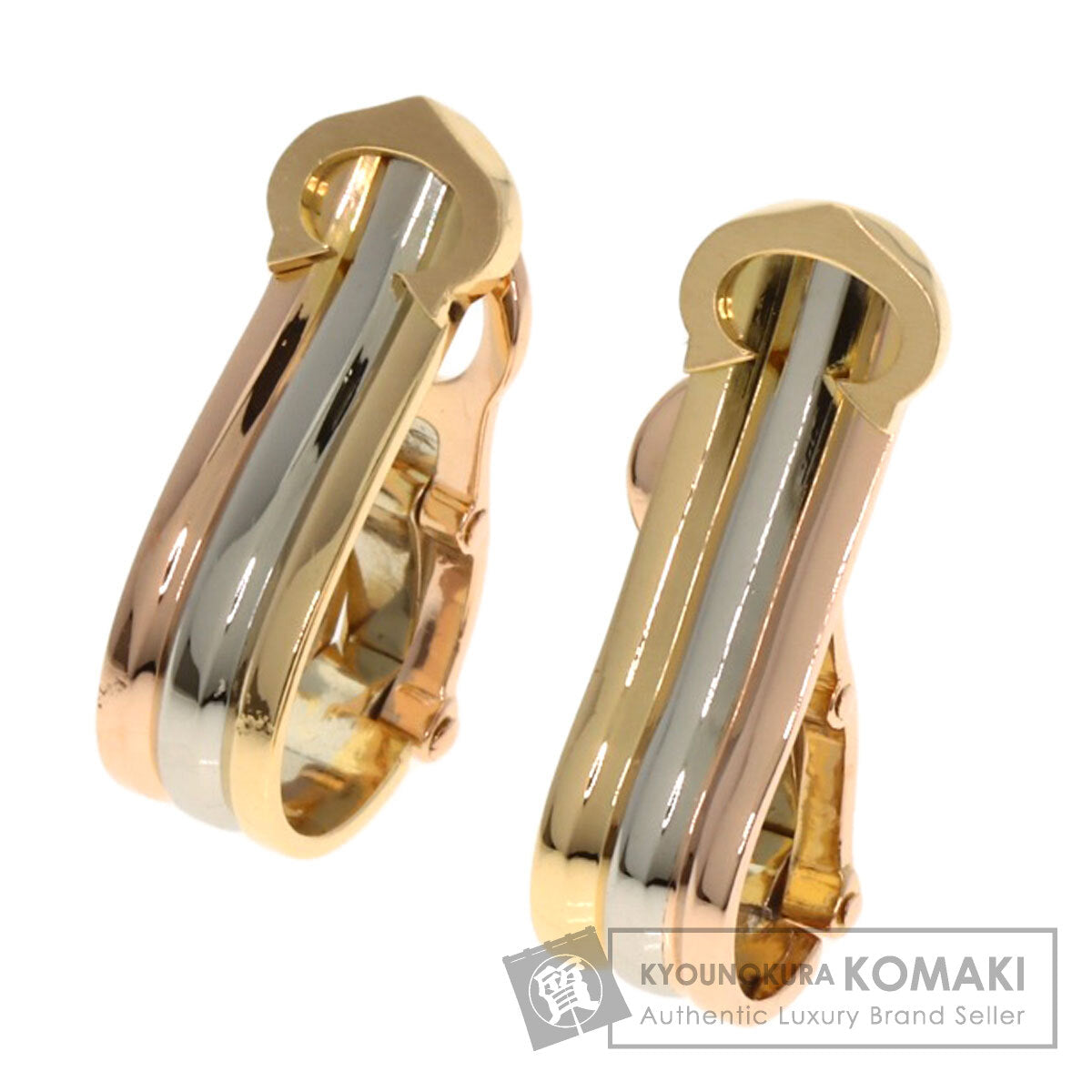 CARTIER 2C Earring K18 Yellow Gold K18 White GoldLadies [Used]