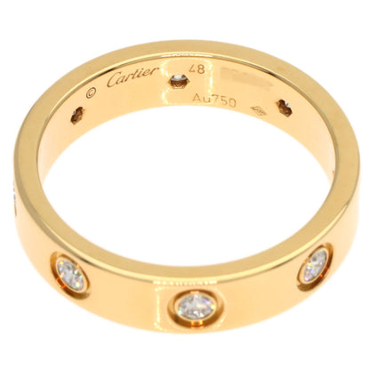 CARTIER Mini love ring full diamond #48 Ring K18 Yellow Gold Ladies [Used]