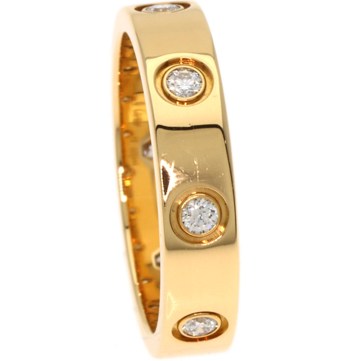 CARTIER Mini love ring full diamond #48 Ring K18 Yellow Gold Ladies [Used]