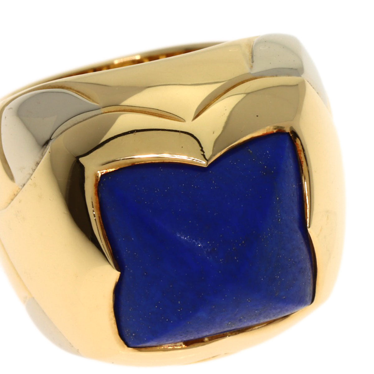 BVLGARI Piramide Lapis Lazuli & Azure stone Ring K18 Yellow Gold K18 White GoldLadies [Used]