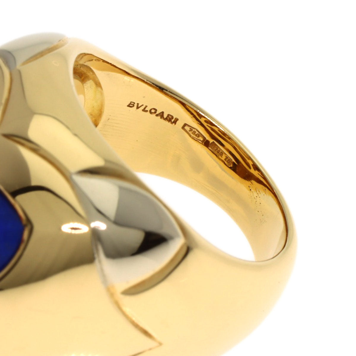 BVLGARI Piramide Lapis Lazuli & Azure stone Ring K18 Yellow Gold K18 White GoldLadies [Used]
