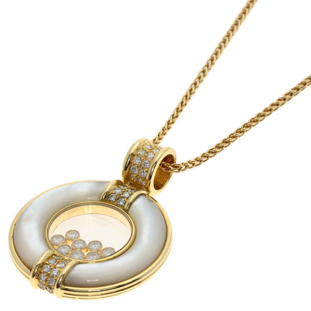 Chopard Happy diamond Shell 8P Diamond Large Necklace K18 Yellow Gold Ladies [Used]