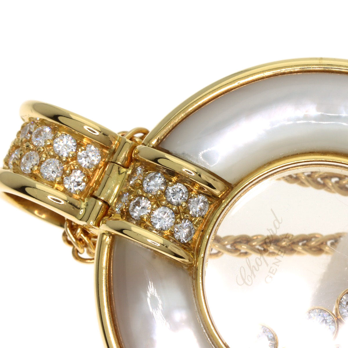 Chopard Happy diamond Shell 8P Diamond Large Necklace K18 Yellow Gold Ladies [Used]
