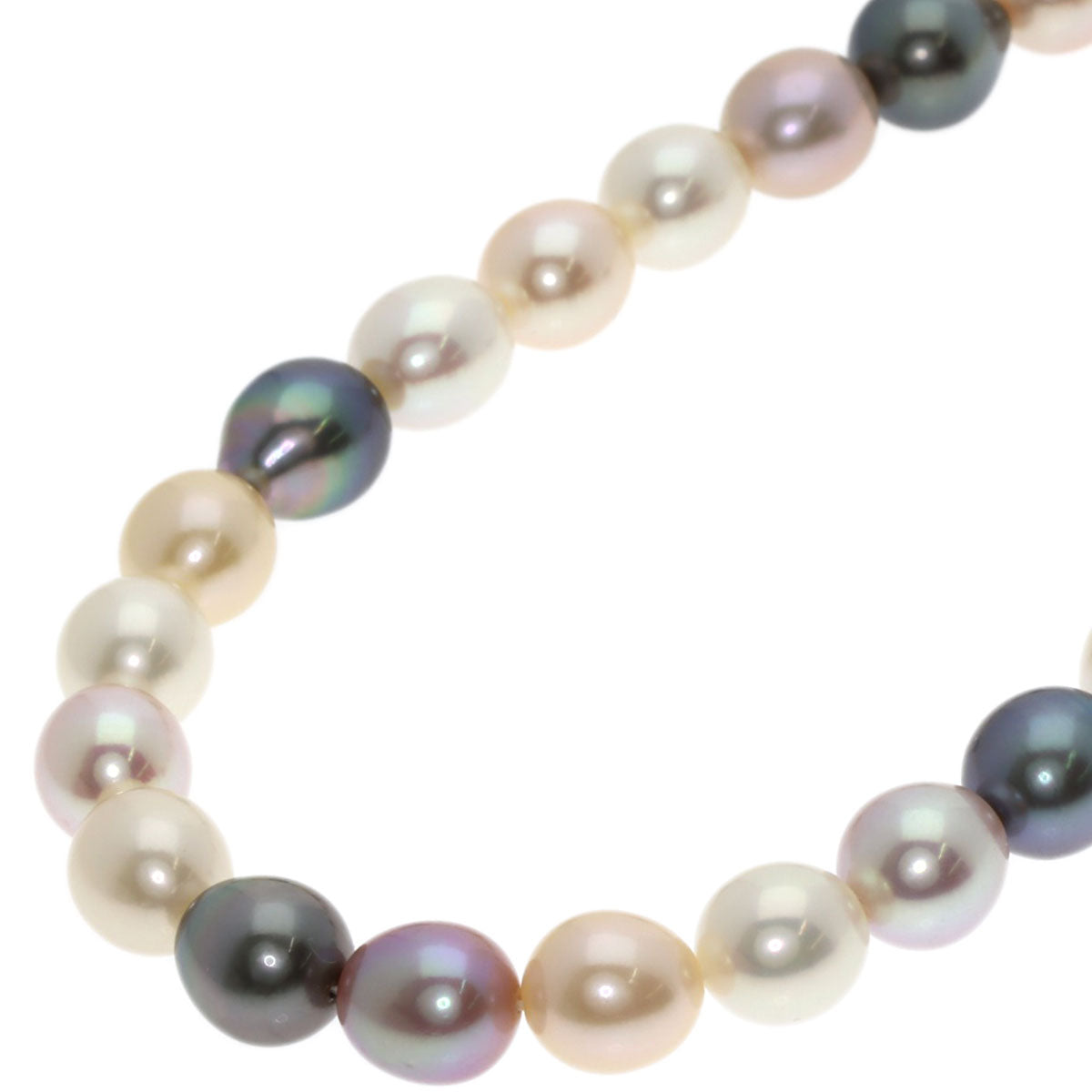 MIKIMOTO Multicolor Freshwater Pearl with Pearl M Charm Necklace K18 Yellow Gold Ladies [Used]