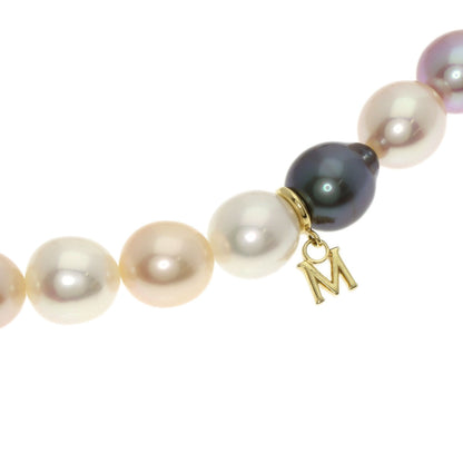MIKIMOTO Multicolor Freshwater Pearl with Pearl M Charm Necklace K18 Yellow Gold Ladies [Used]
