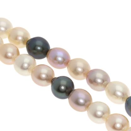 MIKIMOTO Multicolor Freshwater Pearl with Pearl M Charm Necklace K18 Yellow Gold Ladies [Used]
