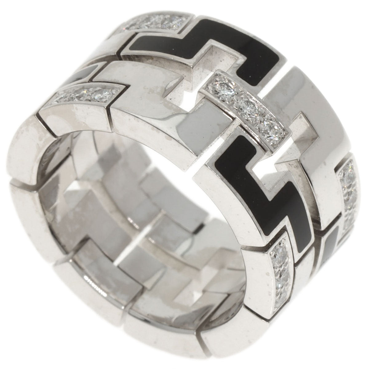 CARTIER Dragon Padlock Diamond Enamel #48 Ring K18 White Gold Ladies [Used]