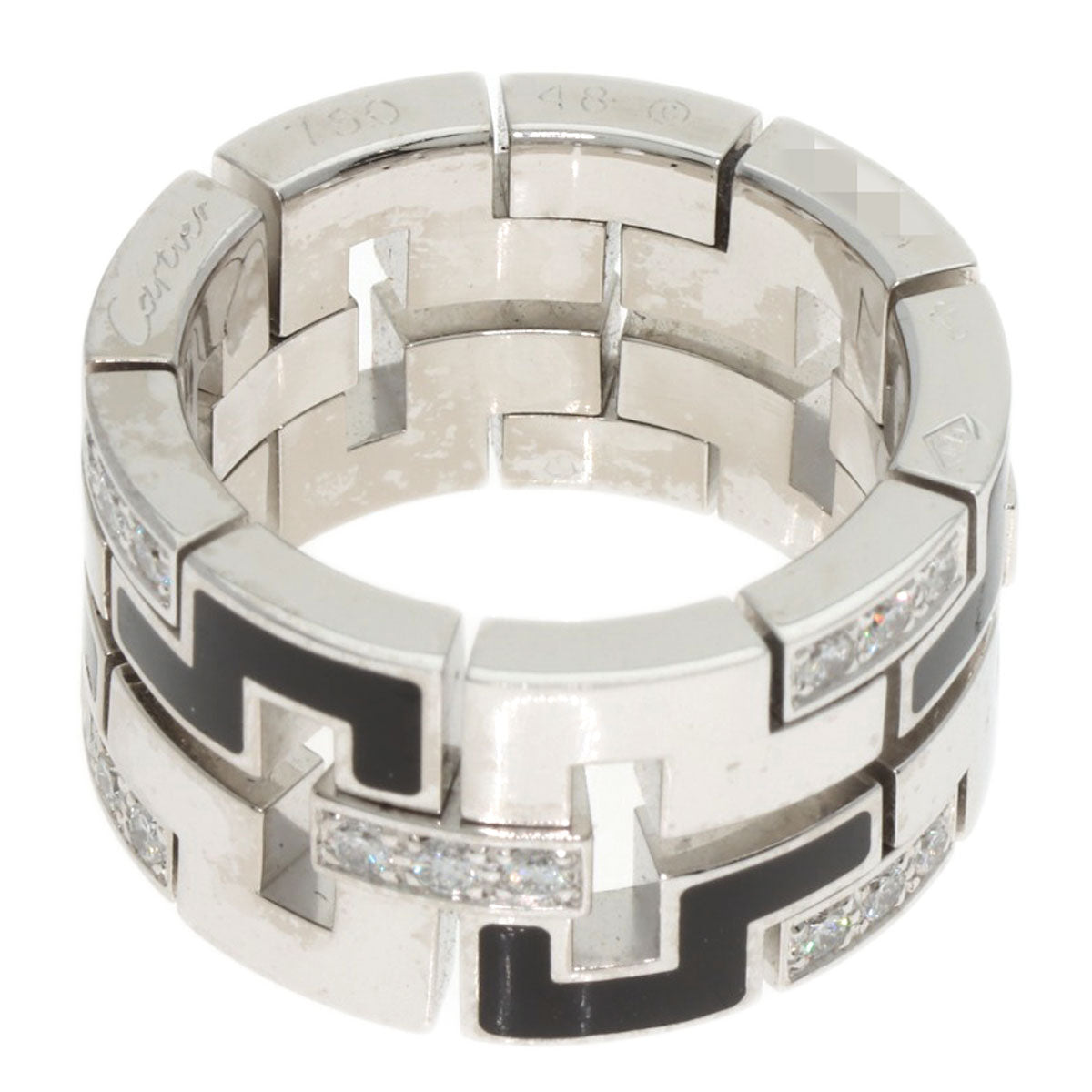 CARTIER Dragon Padlock Diamond Enamel #48 Ring K18 White Gold Ladies [Used]