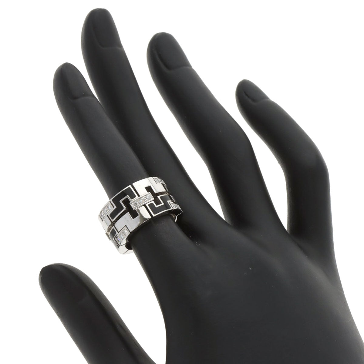 CARTIER Dragon Padlock Diamond Enamel #48 Ring K18 White Gold Ladies [Used]