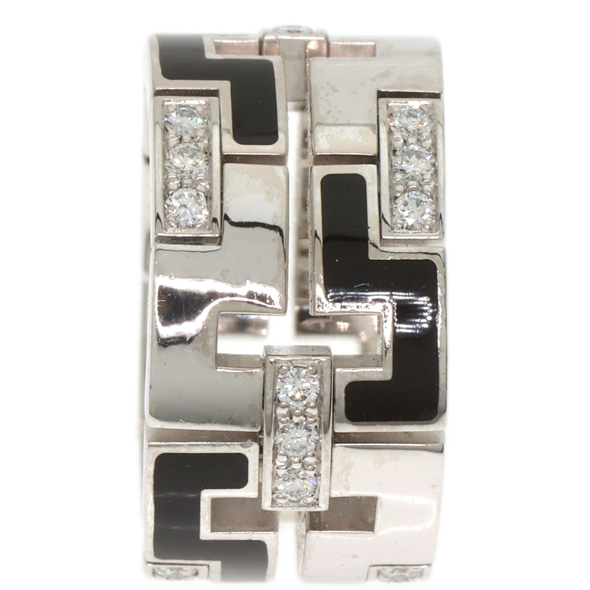 CARTIER Dragon Padlock Diamond Enamel #48 Ring K18 White Gold Ladies [Used]