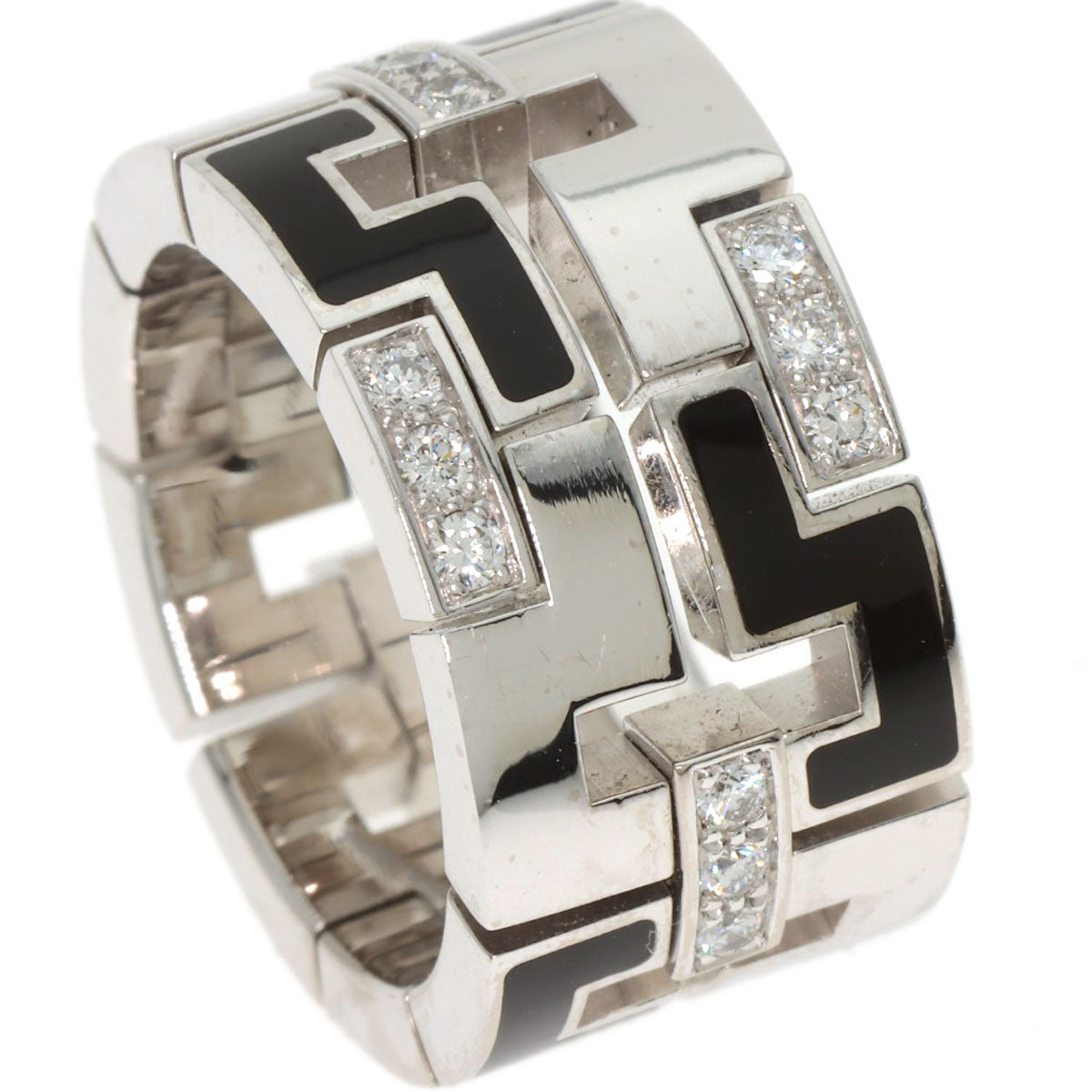 CARTIER Dragon Padlock Diamond Enamel #48 Ring K18 White Gold Ladies [Used]