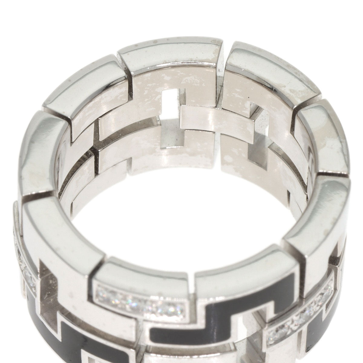 CARTIER Dragon Padlock Diamond Enamel #48 Ring K18 White Gold Ladies [Used]
