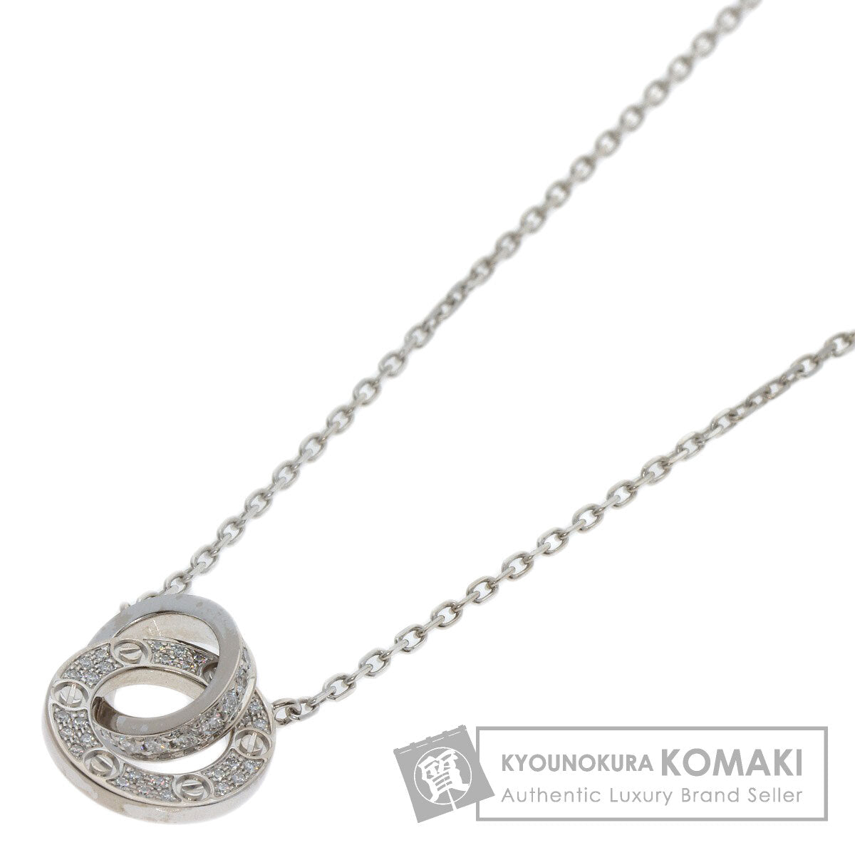 CARTIER Love Circle Full Diamond Necklace K18 White Gold Ladies [Used]