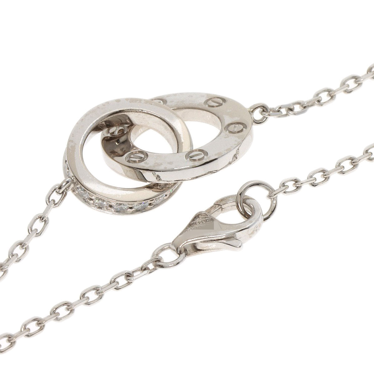 CARTIER Love Circle Full Diamond Necklace K18 White Gold Ladies [Used]