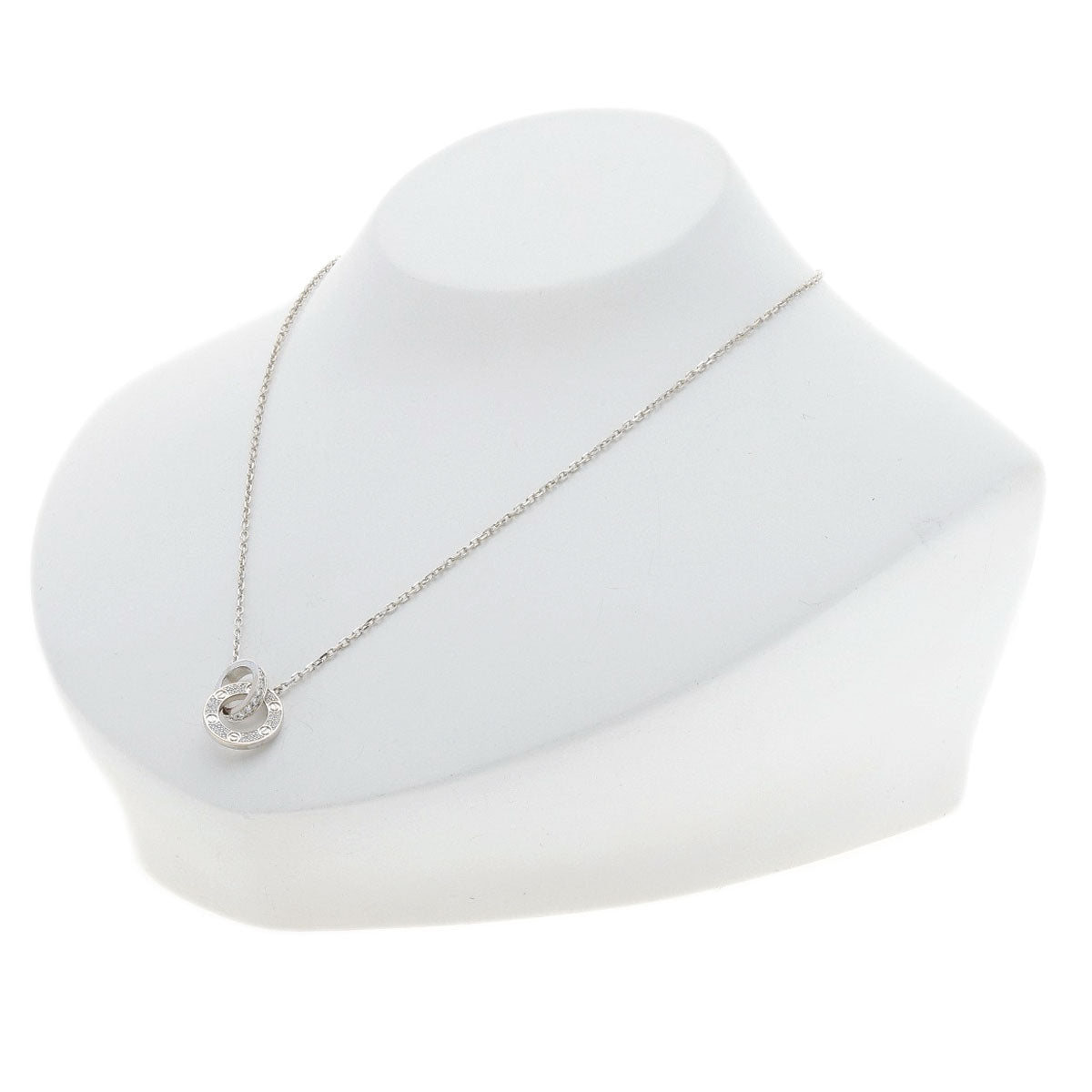 CARTIER Love Circle Full Diamond Necklace K18 White Gold Ladies [Used]