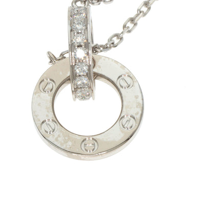 CARTIER Love Circle Full Diamond Necklace K18 White Gold Ladies [Used]