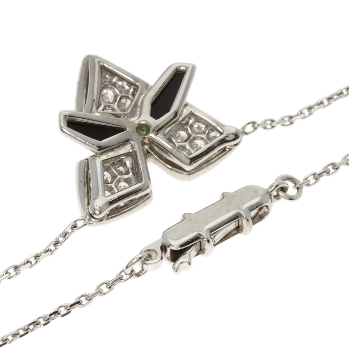 CARTIER Caress Dolchide Pal Cartier Tsavorite Onyx Diamond Necklace K18 White Gold Ladies [Used]