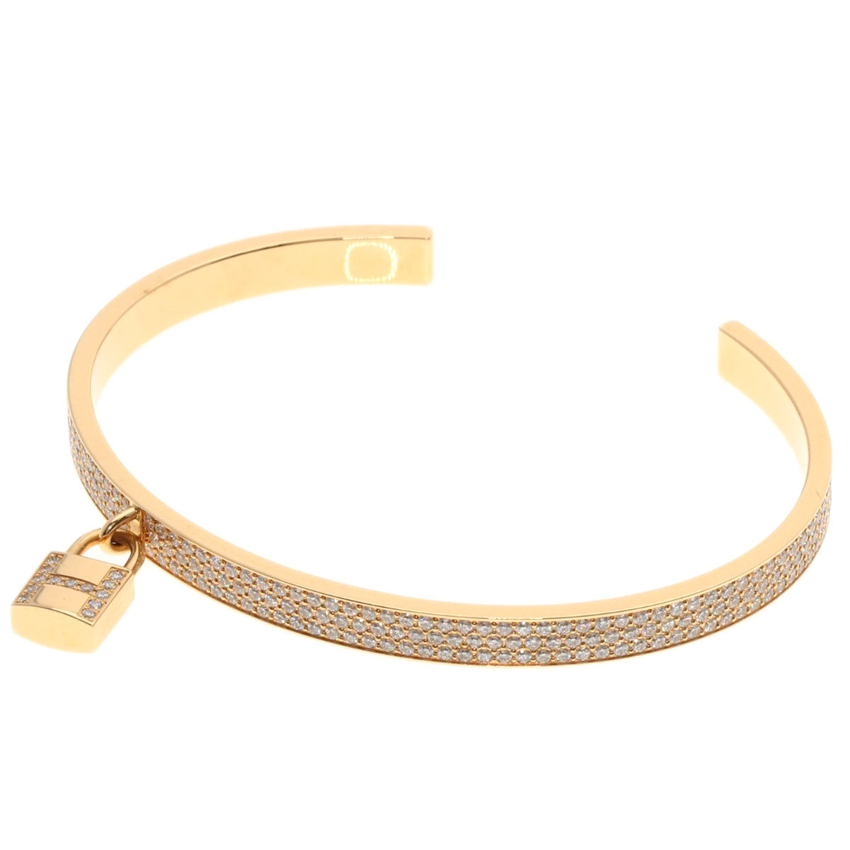 HERMES Kelly Clochette Pave Diamond Bracelet K18 Pink Gold Ladies [Used]